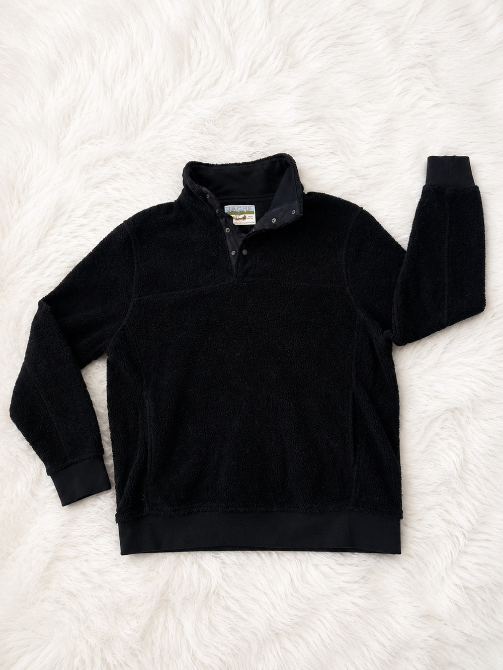 JACHS Cabin Black Sherpa Fleece Pullover Jacket Men’s Large